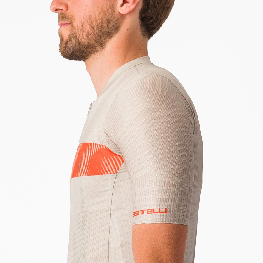 Silver / Orange Red Men Castelli UNLIMITED ENDURANCE Jersey | FTCPI-9564