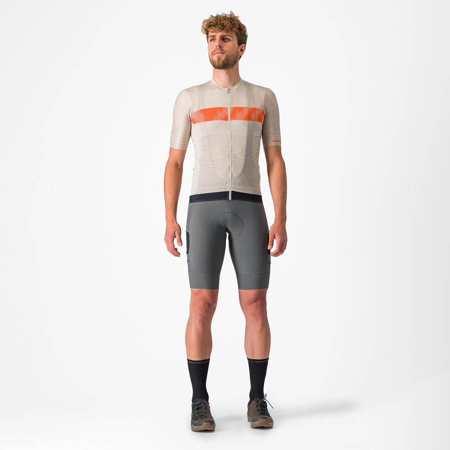 Silver / Orange Red Men Castelli UNLIMITED ENDURANCE Jersey | FTCPI-9564