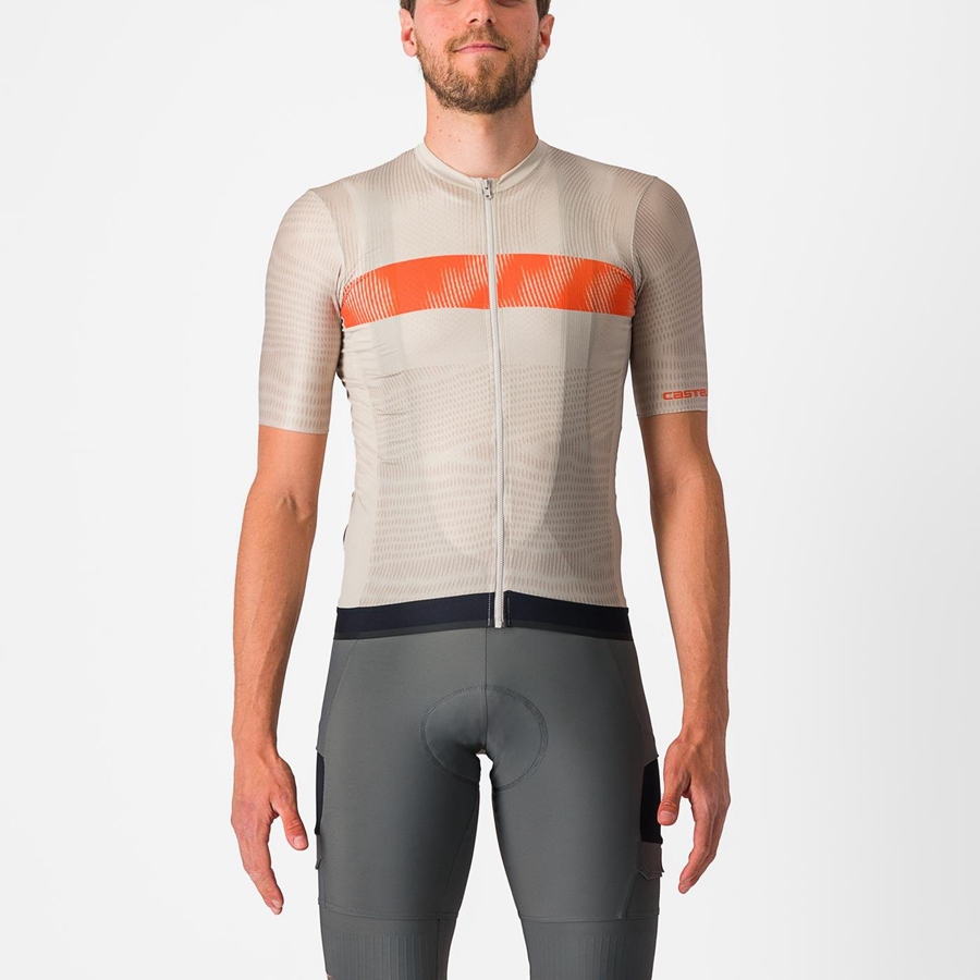 Silver / Orange Red Men Castelli UNLIMITED ENDURANCE Jersey | FTCPI-9564