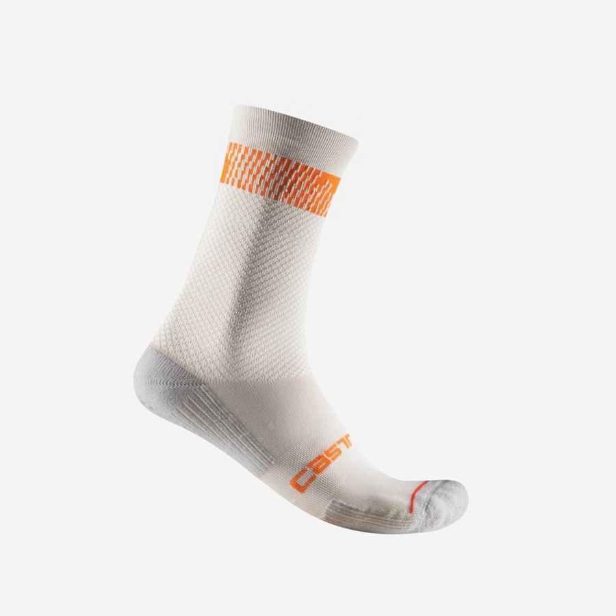 Silver / Orange Red Men Castelli UNLIMITED 18 Socks | JQXSI-1456