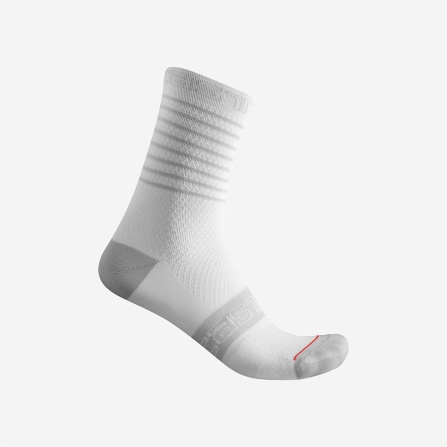 White Women Castelli SUPERLEGGERA W 12 Socks | EDISU-5186