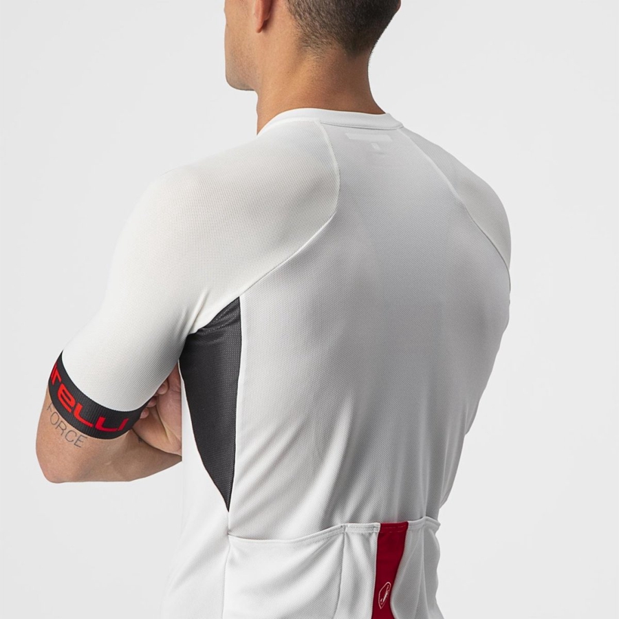 White / Black / Red Men Castelli ENTRATA VI Jersey | WFOYI-7038