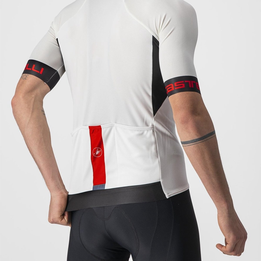 White / Black / Red Men Castelli ENTRATA VI Jersey | WFOYI-7038