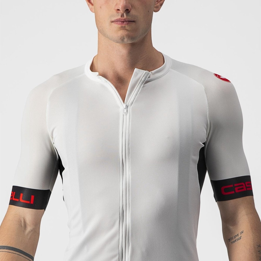 White / Black / Red Men Castelli ENTRATA VI Jersey | WFOYI-7038