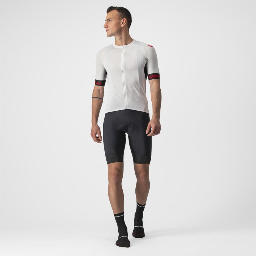 White / Black / Red Men Castelli ENTRATA VI Jersey | WFOYI-7038