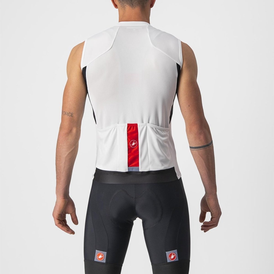 White / Black / Red Men Castelli ENTRATA VI SLEEVELESS Jersey | WLZRC-3602