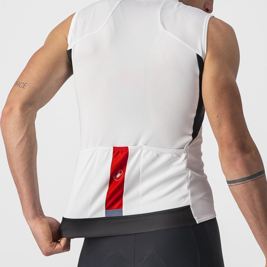 White / Black / Red Men Castelli ENTRATA VI SLEEVELESS Jersey | WLZRC-3602