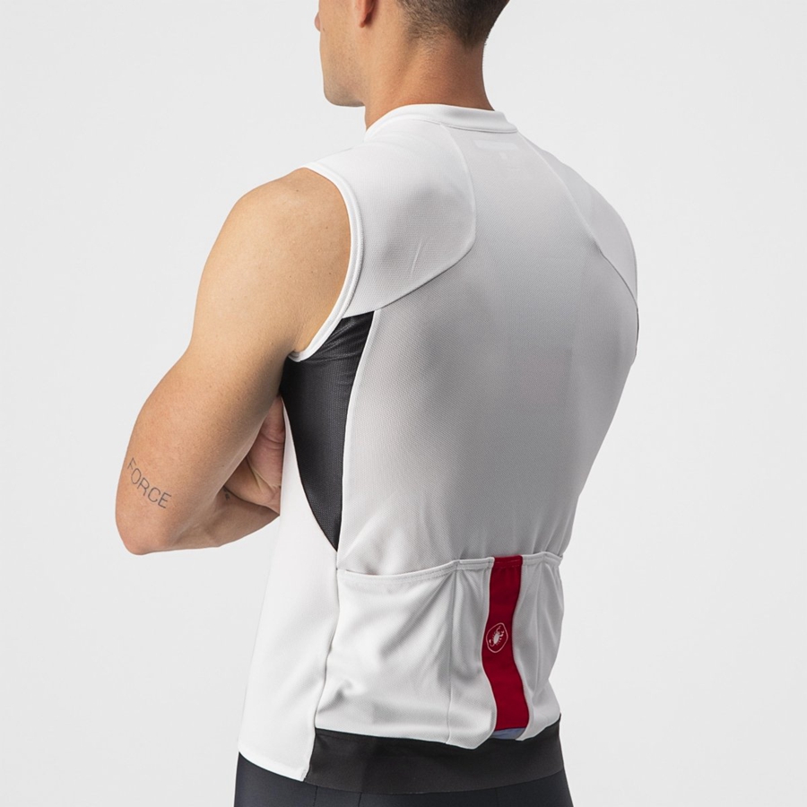 White / Black / Red Men Castelli ENTRATA VI SLEEVELESS Jersey | WLZRC-3602