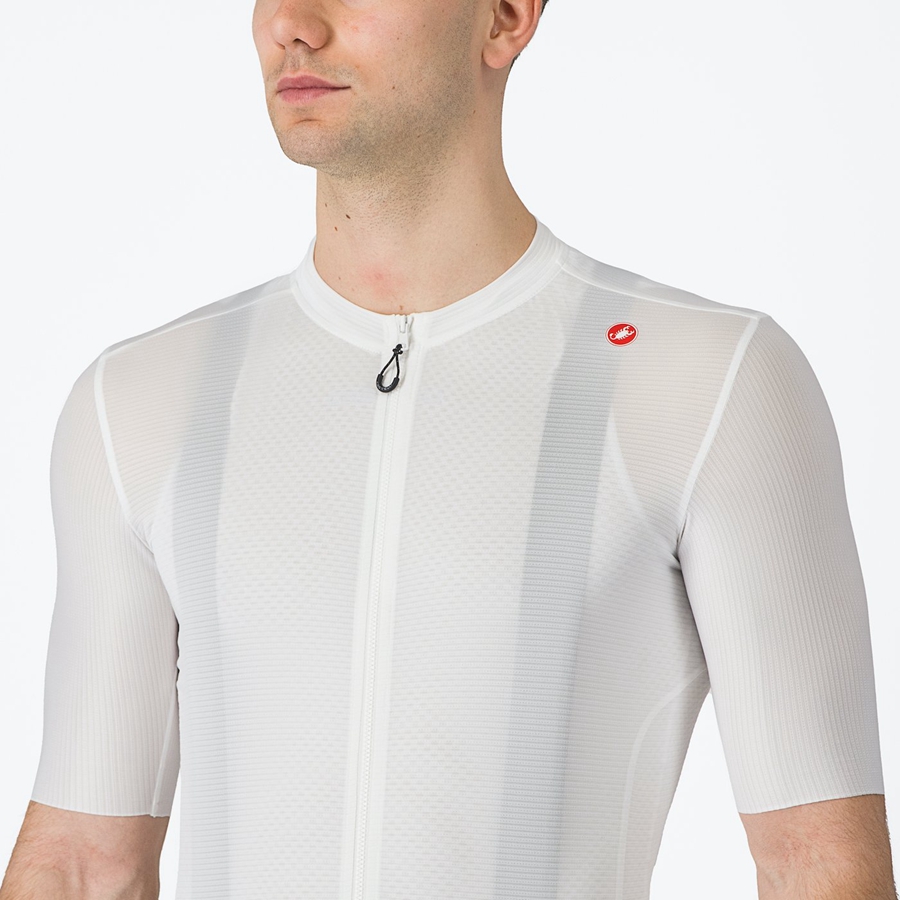 White / Dark Grey Men Castelli ESPRESSO Jersey | BHPCG-6021