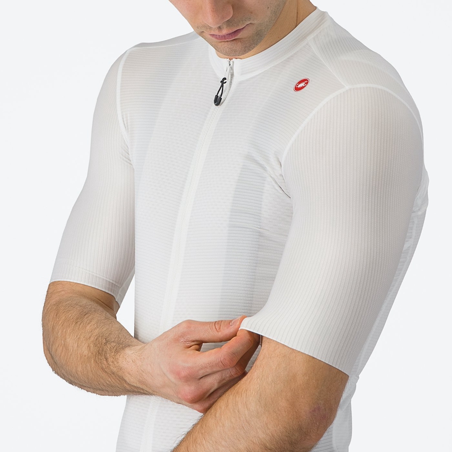 White / Dark Grey Men Castelli ESPRESSO Jersey | BHPCG-6021