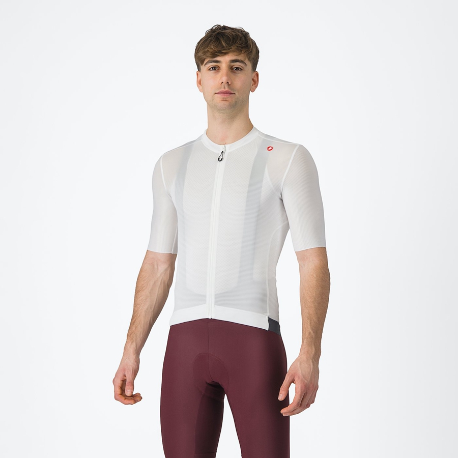 White / Dark Grey Men Castelli ESPRESSO Jersey | BHPCG-6021