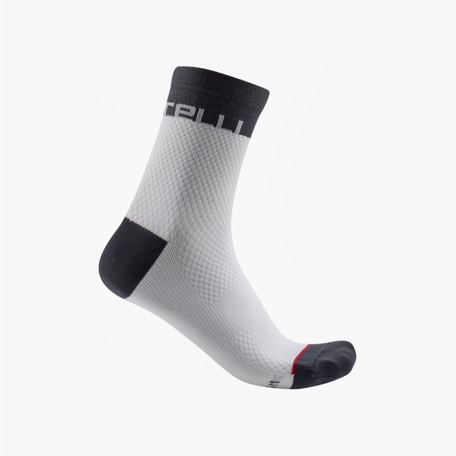 White / Dark Grey Women Castelli VELOCISSIMA 12 Socks | PYGXM-7652